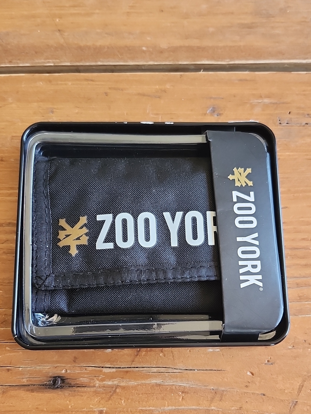 Zoo York Black and Gold Logo Trifold Wallet